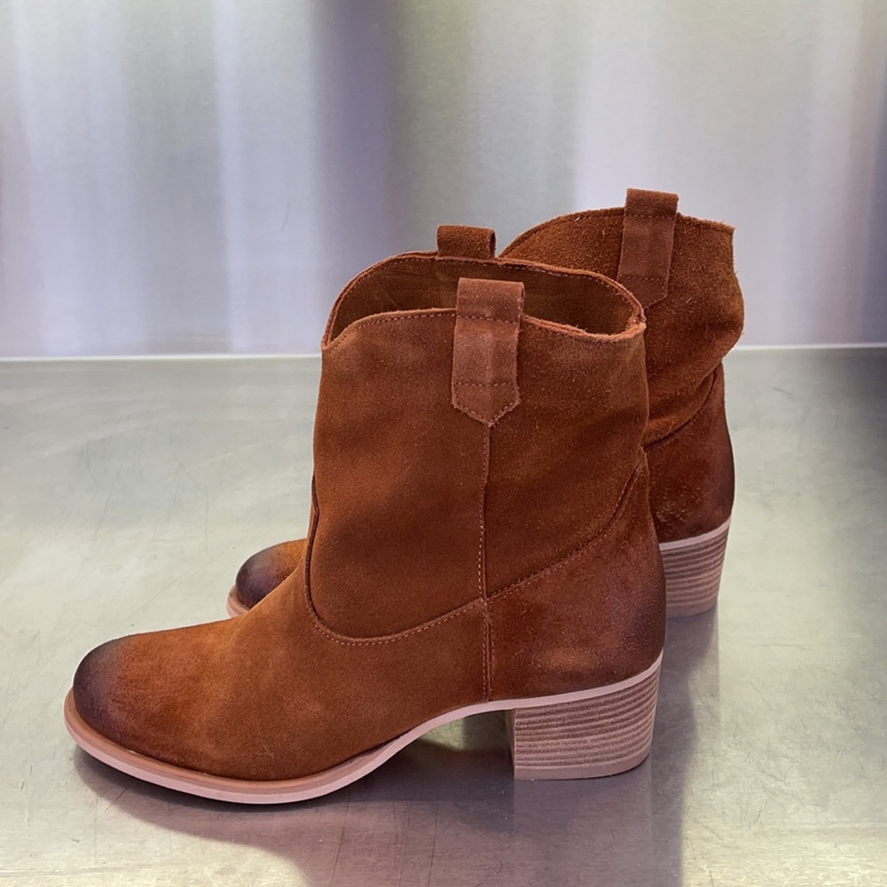 New Cognac brown soft suede pull on boots Sundance